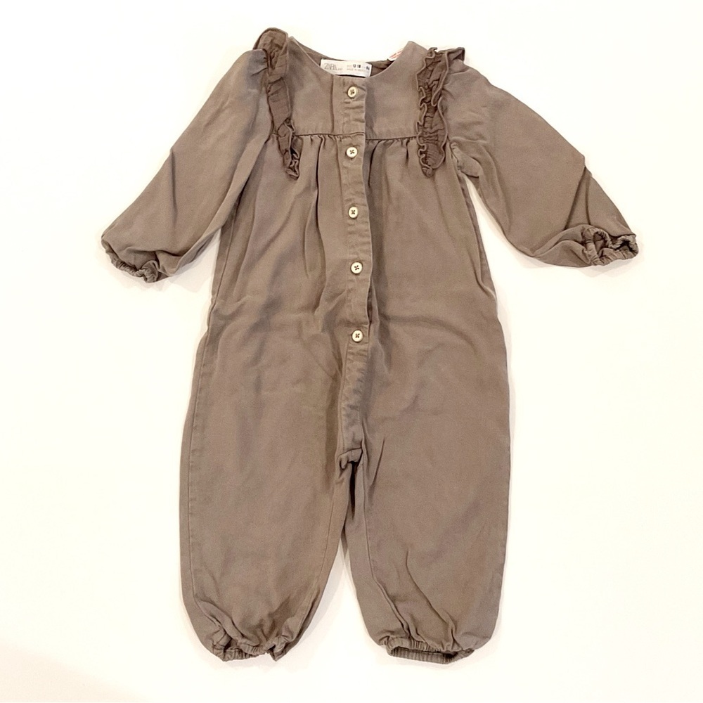 Zara 12-18M Button Up Ruffle Romper